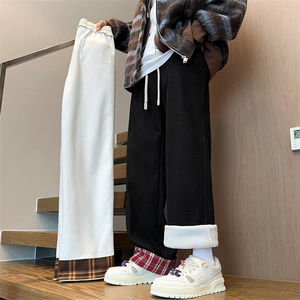 冬季新款加绒加厚休闲裤保暖美式格子拼接潮牌 D6012-TP4568图片