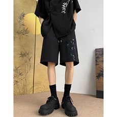 8XL-M特大码风短裤男新中式竹叶五分裤新中式裤子DK1529P30，男装牛仔裤，电商D206-1