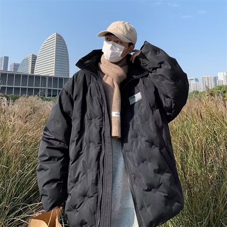高级感棉服男冬季街头潮牌设计感压褶立领棉衣  DH06 P100图片