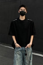 405A高街美式个性肩部金属设计短袖T恤T2505-P45控68，男装T恤，星座405A