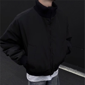 藏蓝色ma1飞行夹克男款春秋高级感美式立领cleanfit短款垫肩外套图片