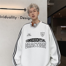 24新款春装时尚百搭套圆领织带拼色插肩袖潮流卫衣B903P45控68，男装卫衣，电商A247
