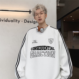 24新款  春装时尚百搭套圆领织带拼色插肩袖潮流卫衣B903 P45控68图片