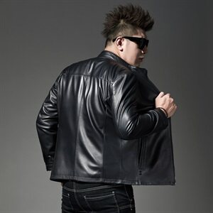2021春季新款真皮皮衣男绵羊皮外套立领夹克中年商务男装P390图片