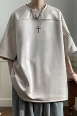 短袖男T恤麂皮绒小众设计感大码日系复古美式1016-1T161P45K70，男装T恤，星座1016-1（原电商B408-1）