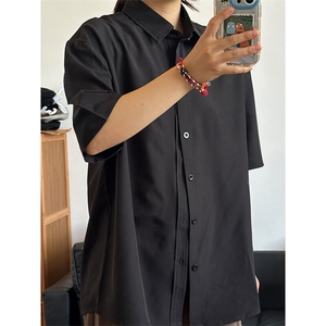 薄款冰丝短袖衬衫男简约纯色垂感休闲痞帅衬衣 CS288-P20图片