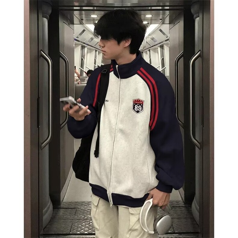 美式复古卫衣外套男女秋冬季拼接卫衣开衫宽松情侣上衣W012,女装短外套,星座1116A（原606A-3）