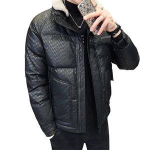 6625 P195 2025冬季新款PU皮羽绒服男士外套图片