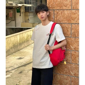 万针全刺绣工艺抖音得物高品质260克重磅纯棉双纱美式高街短袖T恤图片