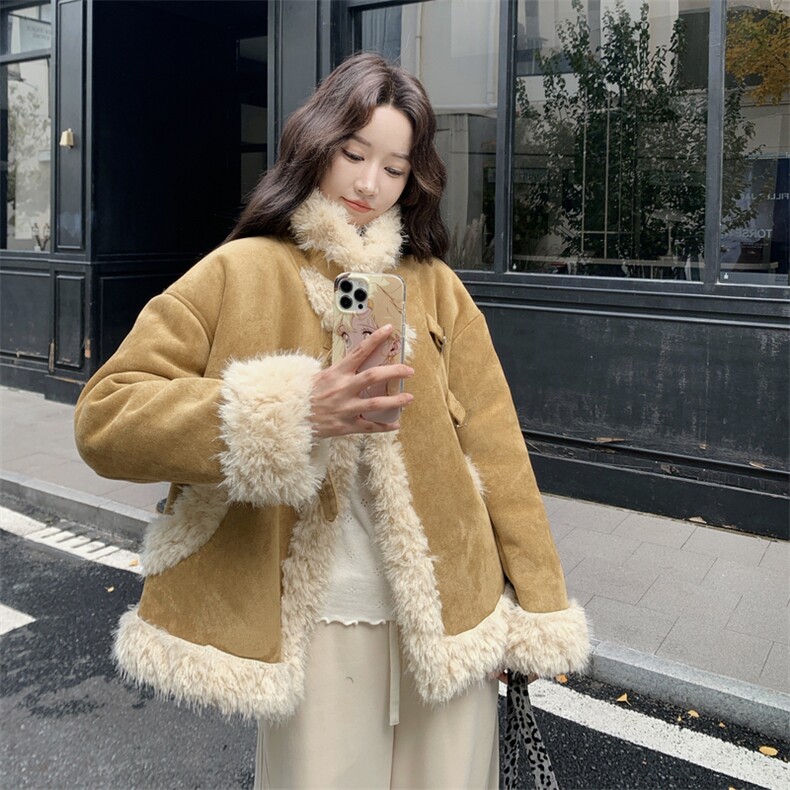 新款主推个性设计皮毛一体2672-P215-K318,女装短外套,2C129