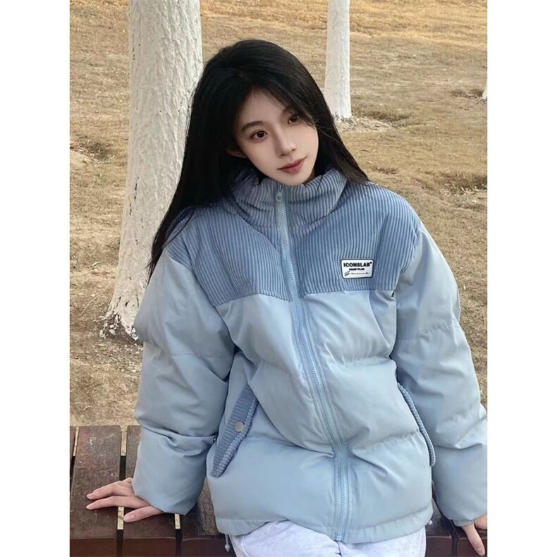 青少年冬季男女宽松小众设计感拼接立领棉衣面包服棉袄情侣装外套,男装棉衣,星座506A