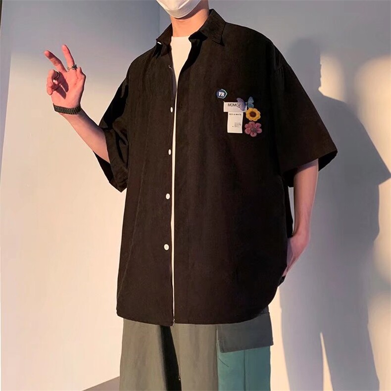 时尚气质潮流衬衫男百搭五分袖新款潮日系原宿青春218-8XC184P32,男装衬衫,星座218-8
