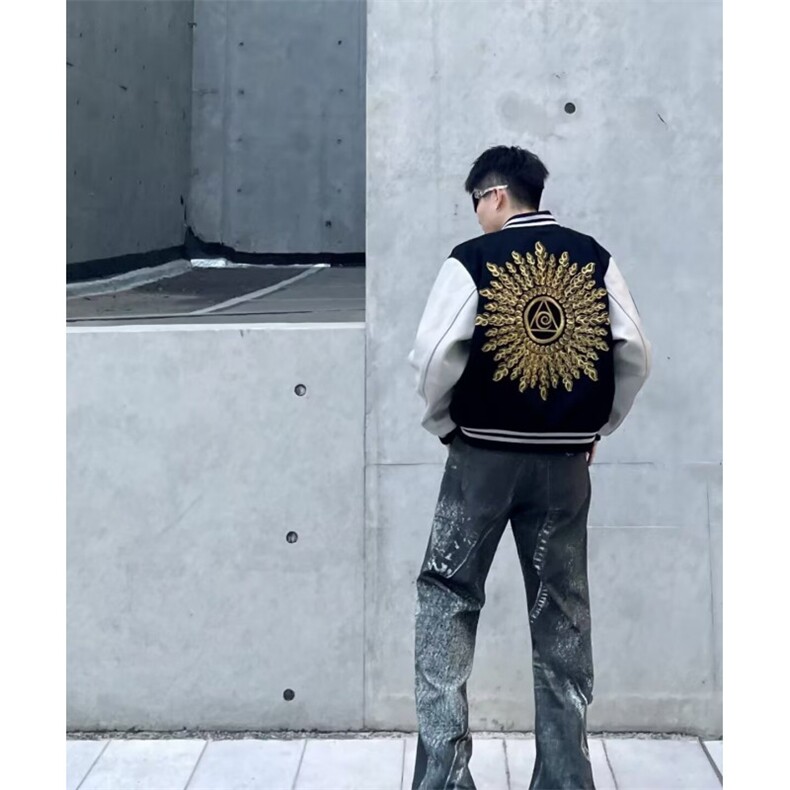W10403-P73网图现货美式嘻哈黑八徽章印花棒球服复闲夹克外套,男装夹克,星座1608