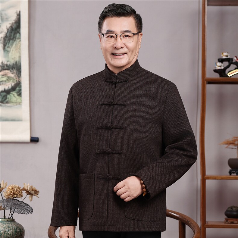 长期货新中式中老年唐装爸爸装立领盘扣夹克春秋款风外套GF9829，男装夹克，钱塘723