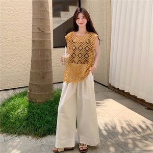 夏季无袖蕾丝小衫女图片