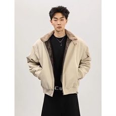冬季美式拼蛇皮纹PU皮棉衣ing短款保暖夹克座山雕棉服男女款，男装夹克，星座218-8