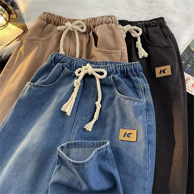 牛仔裤男女春季高街vibe直筒裤潮牌复古宽松休闲长裤子N6066-P48,男装牛仔裤,星座1008