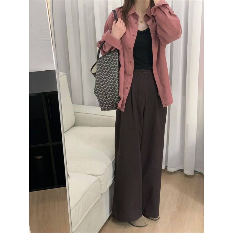 TC658-p45粉色灯芯绒长袖衬衫外套女高级感欧货复古衬衣上衣,女装衬衫,星座617A-2