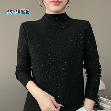 2025年秋季常规通勤长袖挑花星空珠片纱，女装针织衫/毛衣，暖姿羊绒