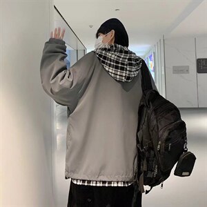 男春季新款假两件连帽卫衣潮W7326P65，男装卫衣，星座1116-2