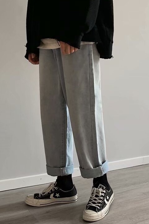 港风牛仔裤男韩版潮牌直筒九分裤男生ins潮流宽松休闲裤子927,男装牛仔裤,星座1008