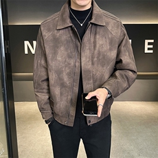 加棉加厚款男士皮衣外套秋冬季2024新款皮夹克A313-P991-P175，男装夹克，电商A313