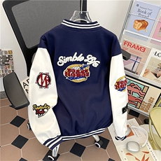 潮牌毛巾绣字母棒球服外套男女春秋季新款宽松潮流夹克HH009P70，男装夹克，星座1013-5