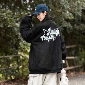 23/美式复古麂皮绒飞行棒球服中性风男女夹克外套JF251-P80控108图片