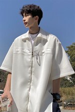 1港风华夫格短袖衬衫大码M-5XL金属纽扣短袖衬衣DCS8769特P35控68，男装T恤，星座226-2