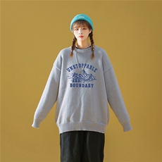 中性风秋/冬新款时尚印花百搭保暖圆领宽松套头毛衣M1026P50控68，男装针织衫/毛衣，A247A