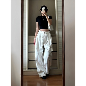 美式复古腰带弯刀男女牛仔裤潮流设计宽松休闲裤XA189-P57图片