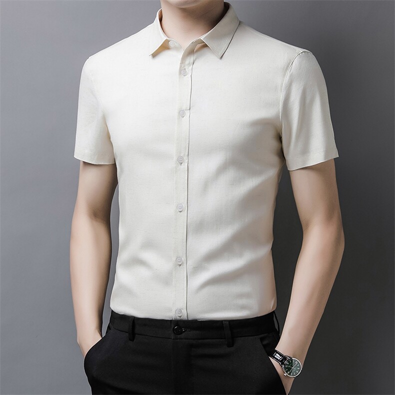 FL-M8033夏季青年2021男式薄款短袖亚麻衬衣风复古衬衫P58,男装衬衫,电商B360