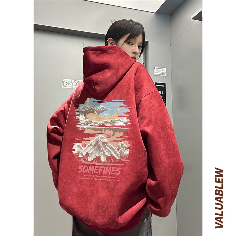 麂皮绒连帽卫衣直播品质重磅400克水彩云印花JL7117-45控78,男装卫衣,星座508（原C305）