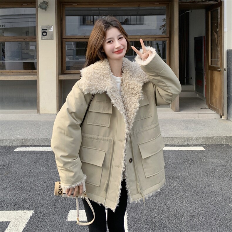 新款！保暖羊羔毛派克服工装外套2C133-6007-P255-K378,女装派克服,2C133