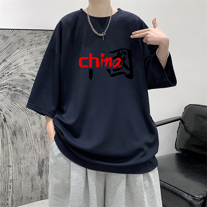 Q11189-P30春夏季七分袖t恤男大码五分袖男短袖中袖大皂风,男装T恤,电商A040