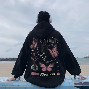 直播品质340克重磅纯色华棉美式卫衣连帽印花大码 XZ517A-BK12305图片