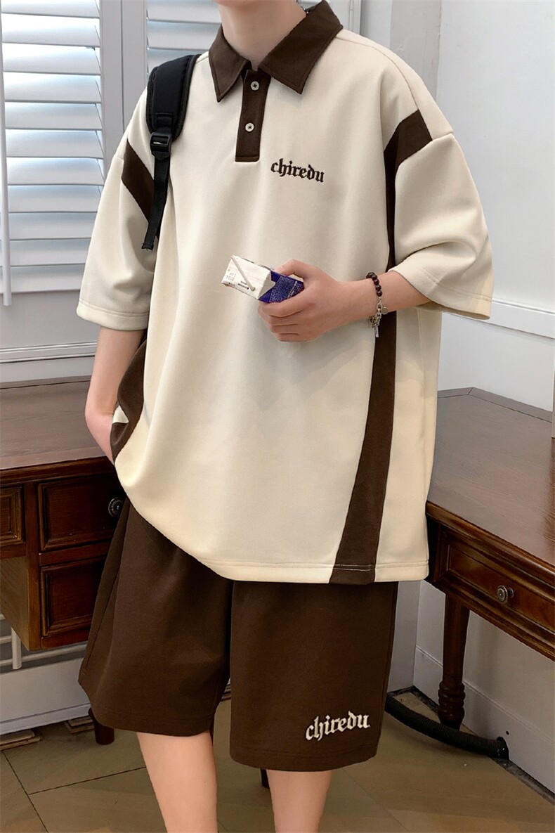 夏上新学生翻领半袖Polo衫简约刺绣短袖套装男女7800-P70控价98,男装Polo衫,电商A441-1