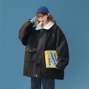 TP98N58毛呢羊羔毛棉服加绒加厚OVERSIZE韩版宽松上衣外套图片