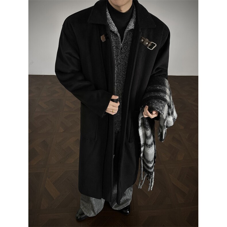 517A-8-Y86-P128冬季韩版老钱风复古毛呢大衣长款加厚加棉外套，男装毛呢大衣，星座517A-8（原B282）