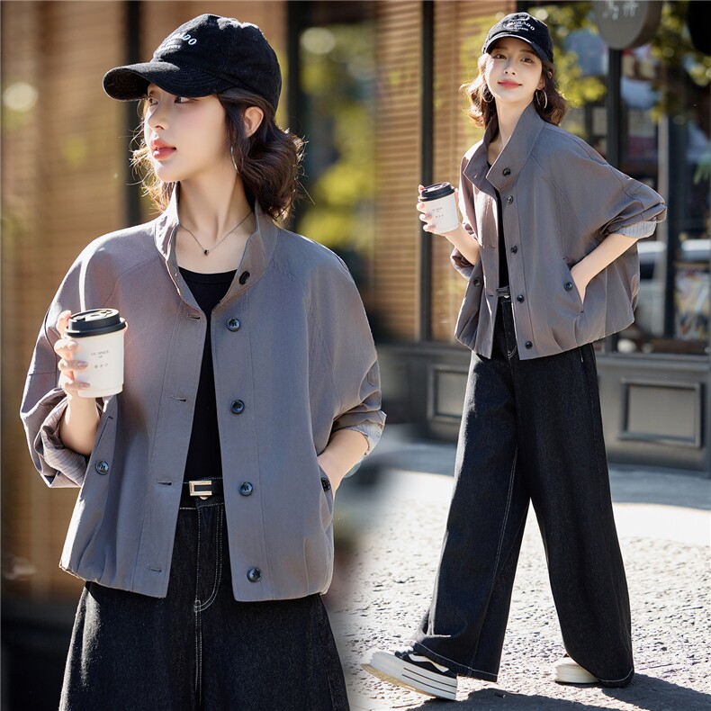 3122时尚休闲立领短外套，女装短外套，香莘料