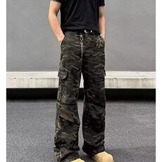 2025秋季迷彩休闲裤男女韩版潮流口袋拉链个性工装长裤NZ066-P50，男装工装外套，星座310B-3