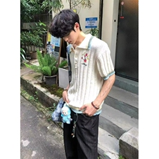 夏季假日系列毛巾布条纹珍珠扣刺绣polo衫男女短袖T恤MXR925，男装针织衫/毛衣，星座1116A（原606A-3）