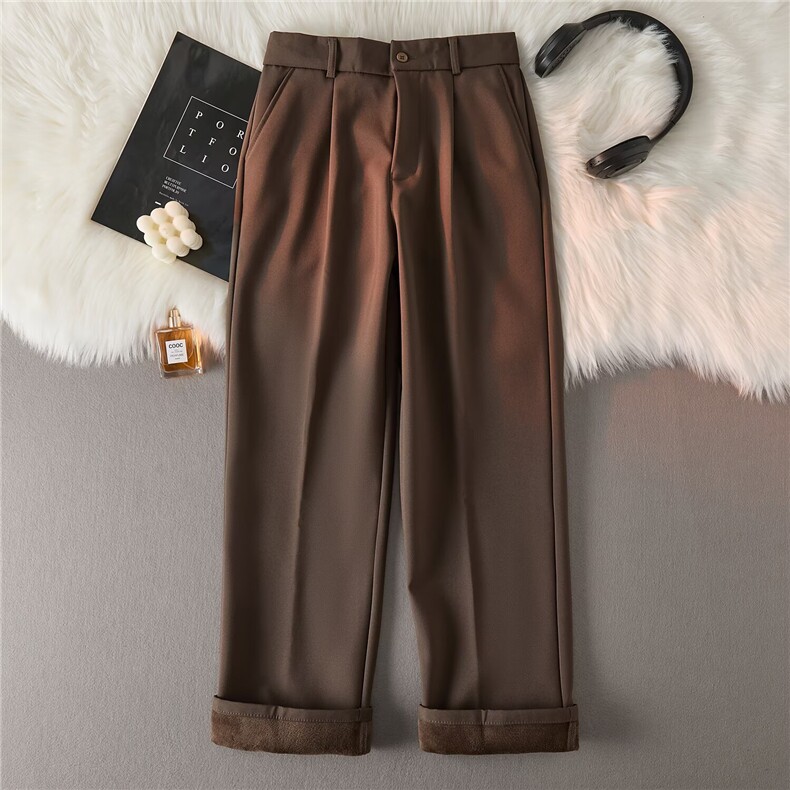 加绒时尚文艺百搭简约新款潮流流行气质休闲裤西裤7312P47，男装西裤，星座410-2