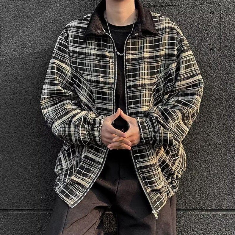 格子夹克男士韩版潮流高街帅气百搭拼色2025春季ins外套W6331-P64,男装夹克,星座412-2