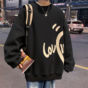 秋季新款潮牌字母印花连帽卫男休闲衣宽松套头衫22310-52控88图片