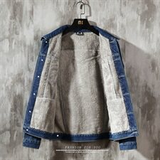秋冬季牛仔外套男韩版潮流夹克加绒休闲百搭大码衣服1608-P95，男装夹克，电商A318
