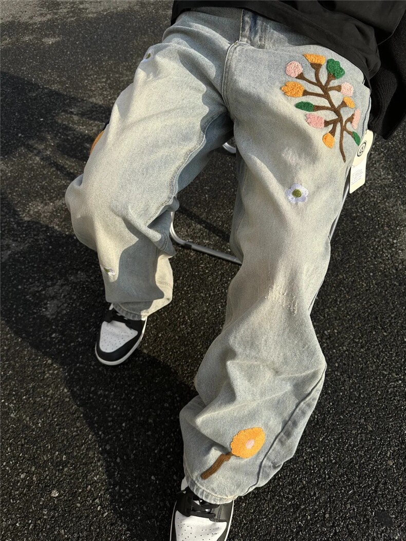 美式街头水洗做旧破洞牛仔裤男直筒宽松欧美高街长裤513CK1936P48,男装牛仔裤,星座513