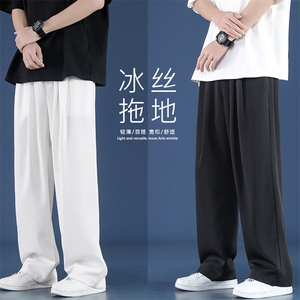 莱赛尔抗皱天丝亚麻裤子男款夏季老钱风凉感直筒阔腿休闲哈伦裤图片