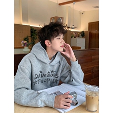 抖音得物高品质印花连帽卫衣秋冬装美式宽松连帽纯色卫衣ADL100，男装卫衣，电商A443