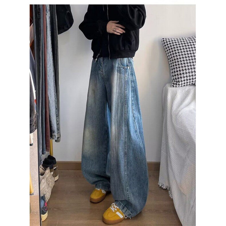 弯刀裤男美式高街复古宽松休闲裤小众廓形水洗解构牛仔裤子,男装休闲裤,星座1013